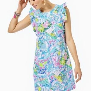 LILLY PULITZER Laina Dress Mini Multi Pop Up Wish You Were Here Size XS